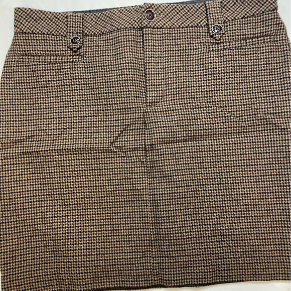 Eddie Bauer size 12 brown wool blend houndstooth pencil skirt - Picture 2 of 7
